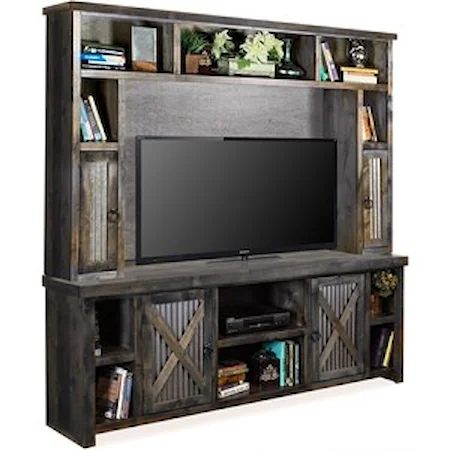 Rustic Entertainment Center with Metal Door Accents